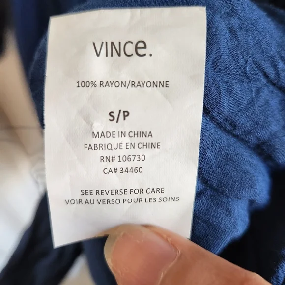 Vince Henley Long Sleeve Blue Rayon Drawstring Shirt Dress Button Front Size S - Picture 7 of 9